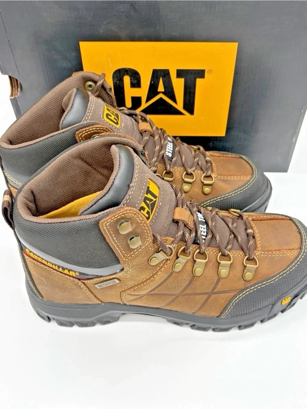 Caterpillar Brown and Black Steel Toe Men’s Work Boots
